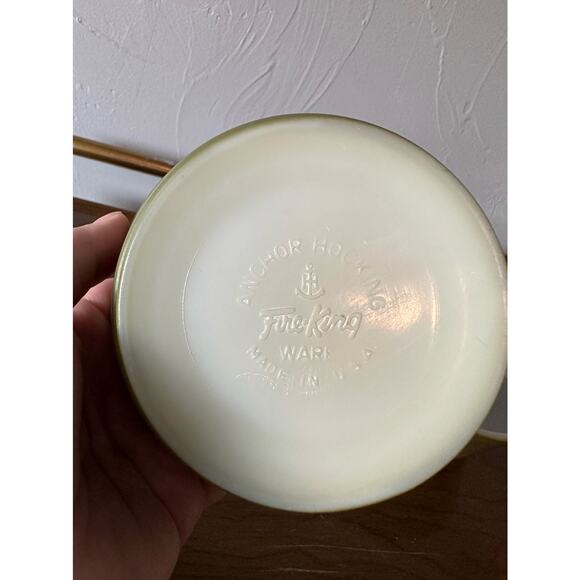 Vintage Fire King Cereal Bowls Set of 3 in Green and Yellow Milkglass - Picture 2 of 6